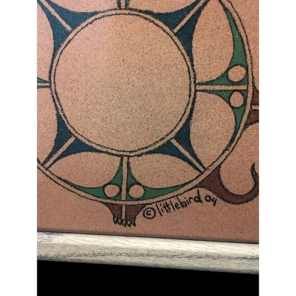 Native American Ceramic Tile Trivet With Wooden Frame By Littlebird - Picture 2 of 7